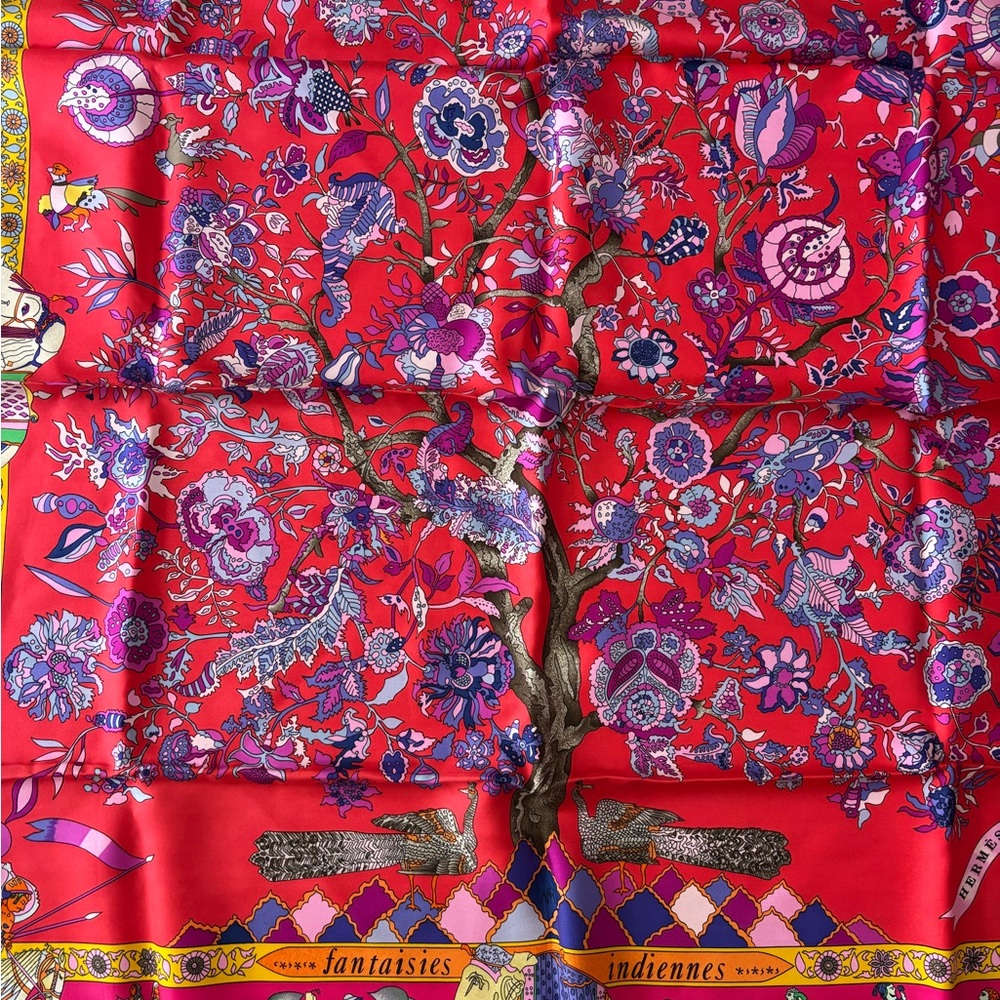 Hermes Vintage Fantaisies Indiennes silk scarf designed by Loic Dubigeon